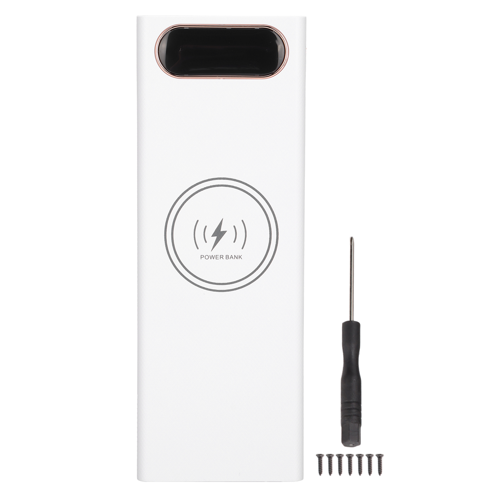 Selbstbau-akkugehäuse Für 18650-akkus, 22,5-w-schnellladung, 15-w-kabelloses Laden Mit Lcd-display Und Micro-usb-typ-c-anschluss, Weiß