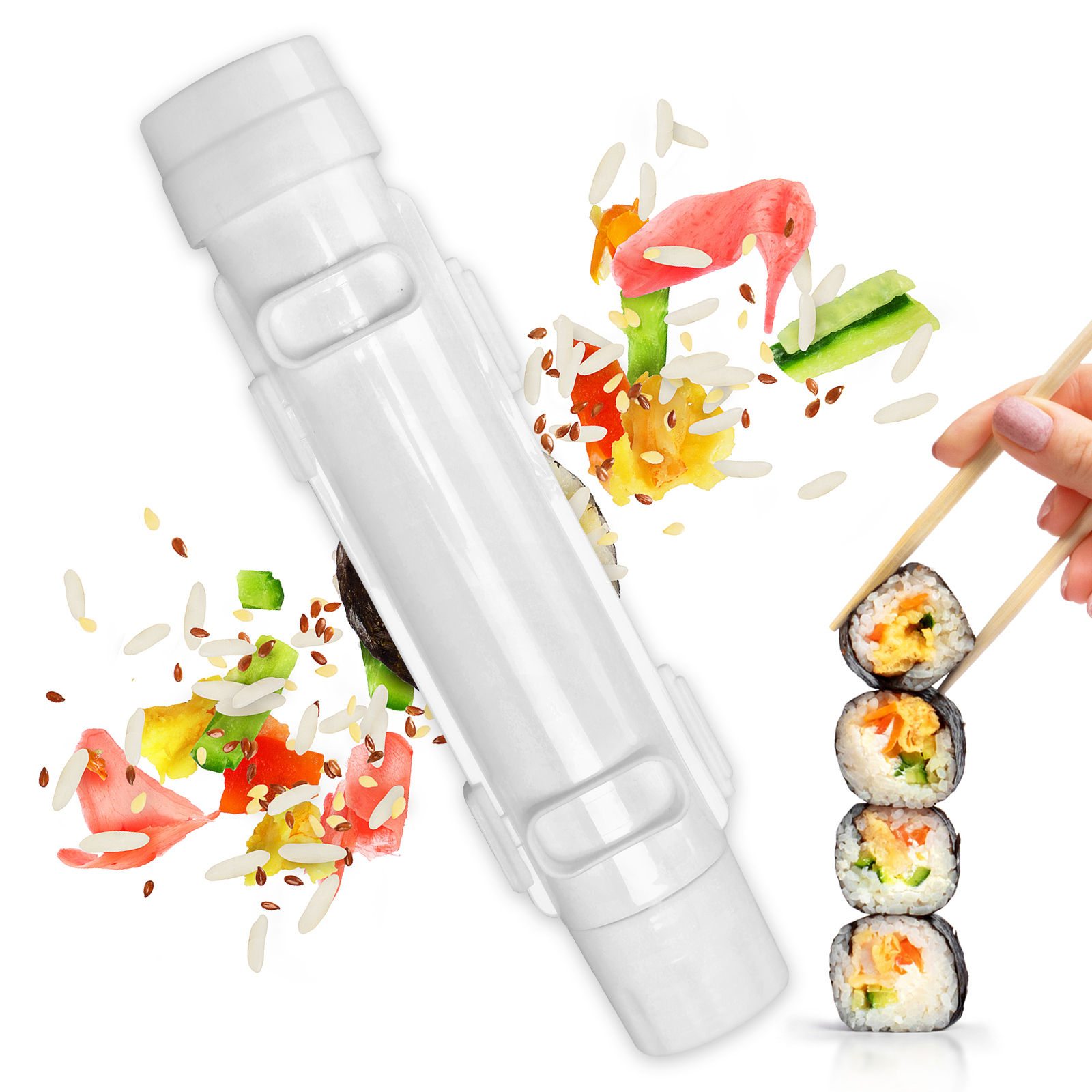 Sushi-set Für Anfänger, Sushi-roller Zum Selbermachen, Werkzeugset Zur Schnellen Zubereitung Von Maki-rollen (weiß)