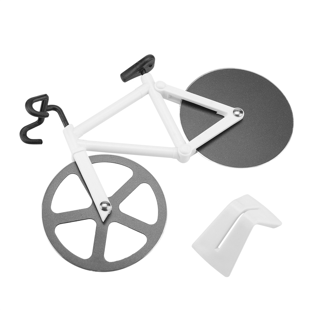 Pizzamesser Im Fahrrad-design Für Die Küche – Doppelrad-schneidwerkzeug, Weiß
