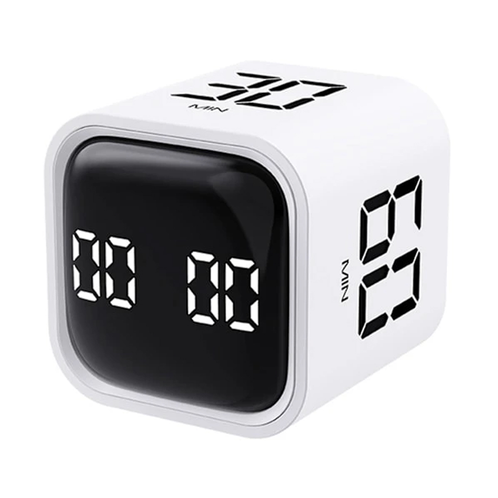 Multifunktionaler Würfeltimer Mit Schwerkraftsensor, Ausklappbarem Led-display, 4 Voreingestellten Zeiten, Dual-modus Und Countdown-timer – Weiß