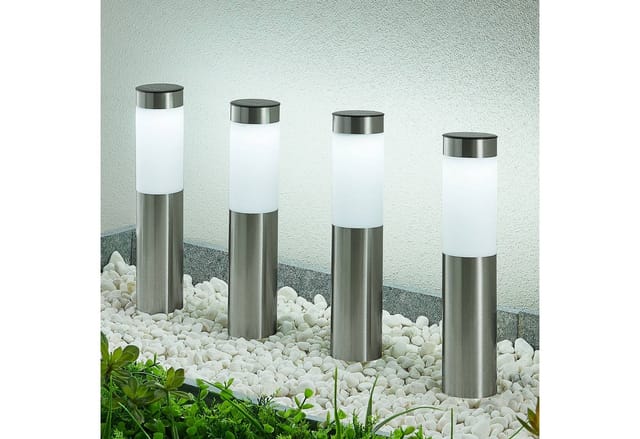 Lindby 4er Set LED Solarleuchten Sirita 9929017 Spritzwassergeschützt Modern in Alu aus Edelstahl 1-flammig