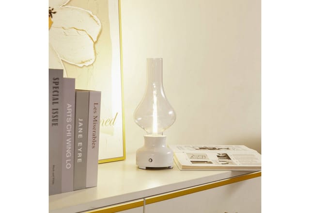 Lindby LED Tischlampe Maxentius 10020088 Dimmbar Vintage Industriell in Transparent aus Glas 1-flammig Wohnzimmerleuchte