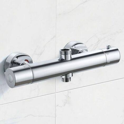 Thermostat-duscharmatur Aus Messing – Chrom-finish – Verbrühungsschutz Bis 38 °c – G3/4"- Und G1/2"-anschluss