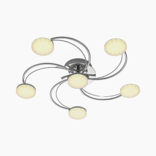 Lindby LED Deckenleuchte Rouven 9626117 Modern in Chrom aus Metall 6-flammig Wohnzimmerleuchte