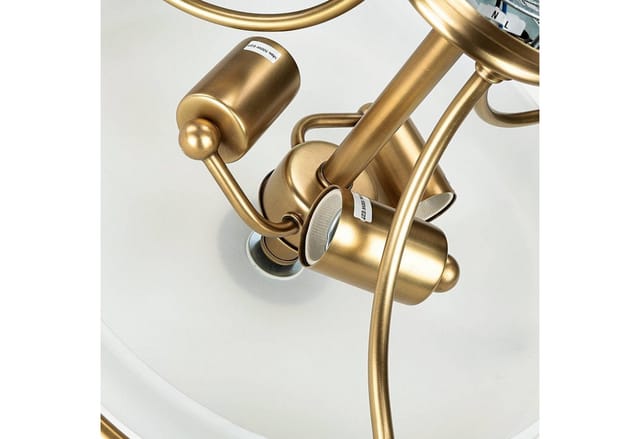Licht-Erlebnisse Deckenleuchte Jugendstil Glas Metall Ø 42,2 cm 3x E27 in Messing Antik Creme