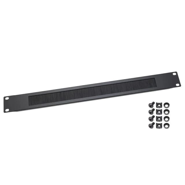 HMF 66489 Kabeldurchführung mit Bürsteneinsatz für Serverschrank 19 Zoll 1 HE Schwarz