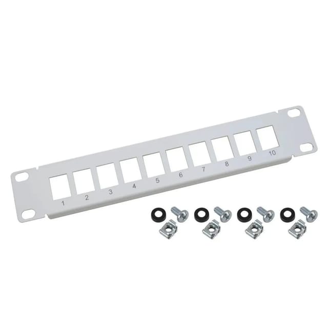 HMF 63345 UTP Keystone-Patchpanel für Serverschrank 10 Ports RJ45 10 Zoll 1 HE Lichtgrau
