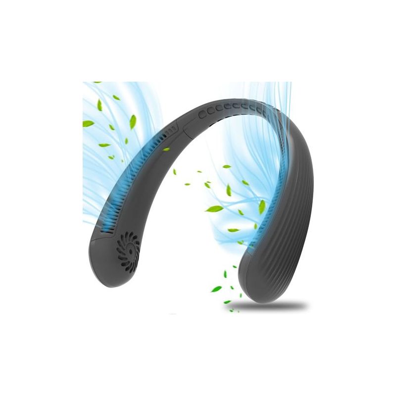 Tragbarer Nackenventilator, Leiser Usb-ventilator Ohne Rotorblätter, Nackenkühlkragenventilator (schwarz)