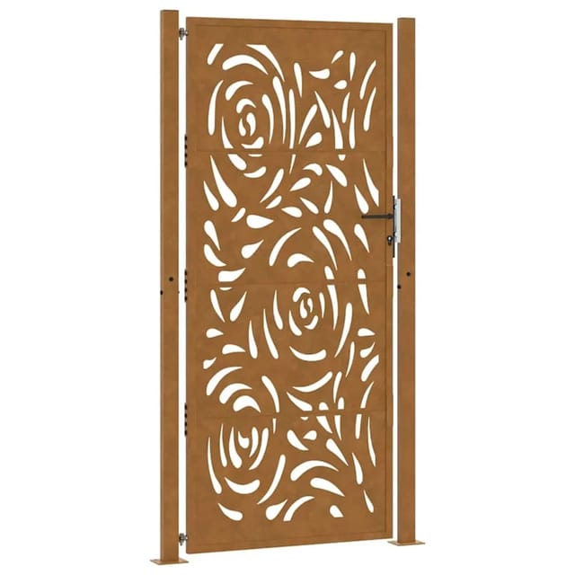 vidaXL Gartentor 105 x 205 cm Verwitterungsstahl Flammendesign 4100998