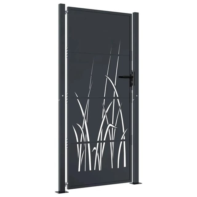 vidaXL Gartentor Anthrazit 105x205 cm Stahl Gras-Design 153171