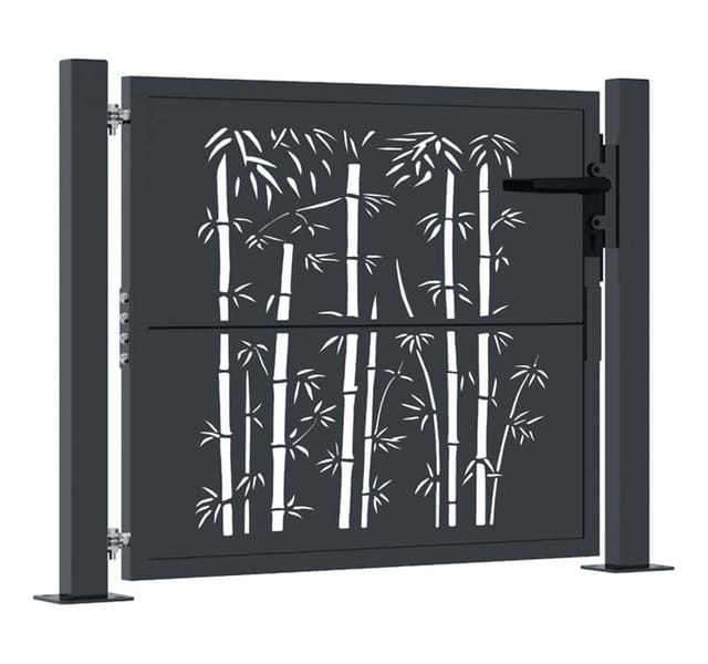 vidaXL Gartentor Anthrazit 105x80 cm Stahl Bambus-Design 153178