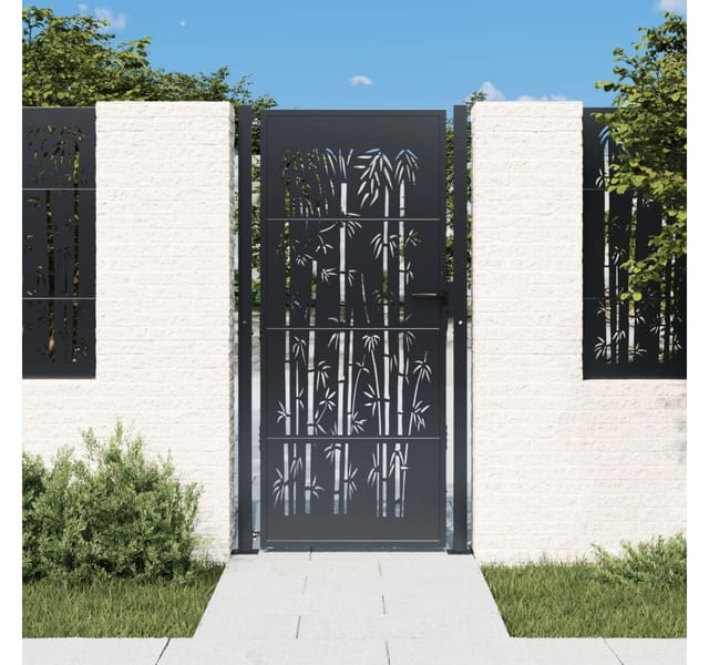 vidaXL Gartentor Anthrazit 105x205 cm Stahl Bambus-Design 153183