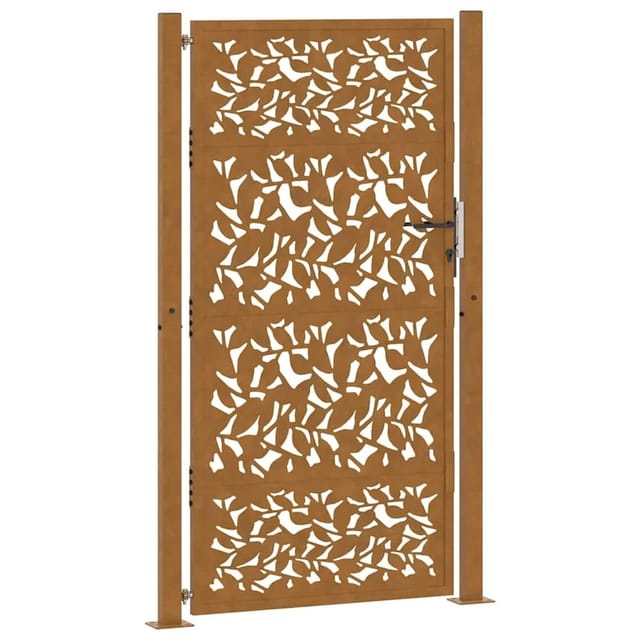 vidaXL Gartentor 105 x 180 cm Wetterfester Stahl Blattdesign 4100967