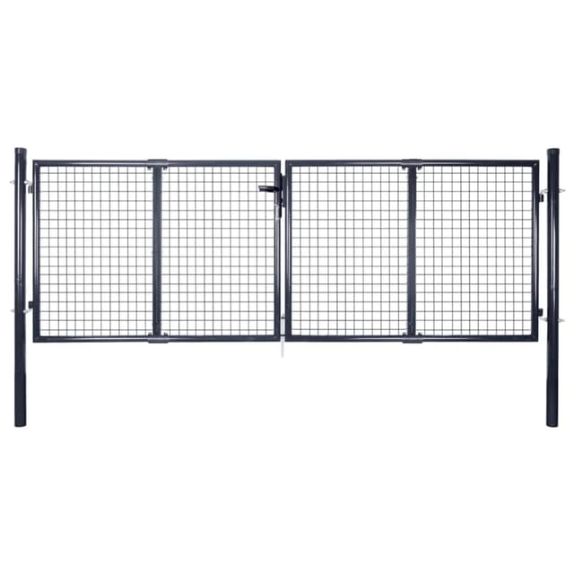 vidaXL Gitter-Gartentor Verzinkter Stahl 306 x 100 cm Grau 143363