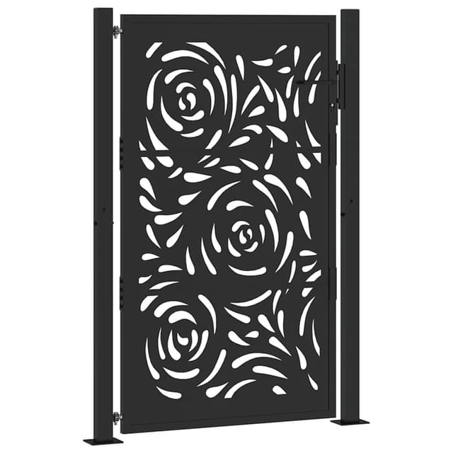 vidaXL Gartentor Schwarz 105x155 cm Stahl Flammendesign 4100991