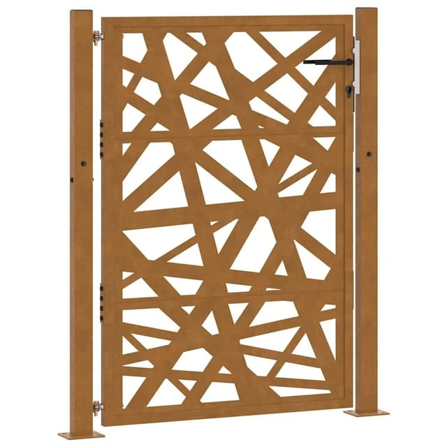 vidaXL Gartentor 105 x 130 cm Verwitterungsstahl Blattdesign 4100965