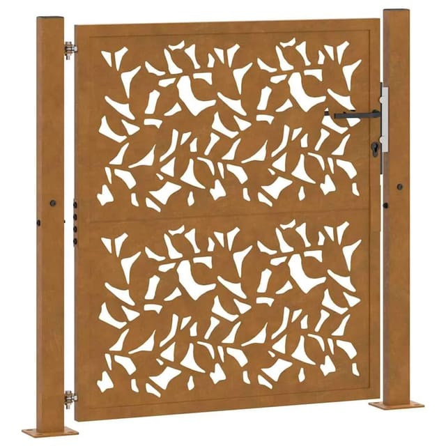 vidaXL Gartentor 105 x 105 cm Wetterfester Stahl Blattdesign 4100964