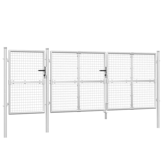 vidaXL Mesh-Gartentor Silbern 400x175 cm Verzinkter Stahl 154555