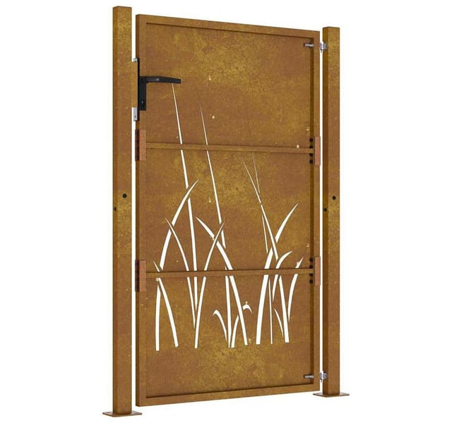 vidaXL Gartentor 105x130 cm Cortenstahl Gras-Design 153174