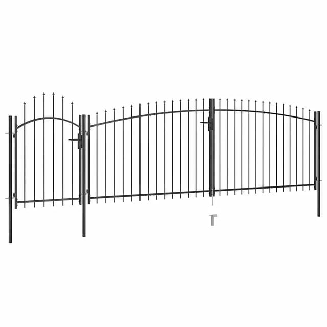 vidaXL Gartentor mit Speerspitzen 5x2 m Schwarz 146324
