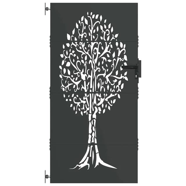 vidaXL Gartentor Gartenzaun 85x75 cm Cortenstahl Baumdesign Schwarz 42015863