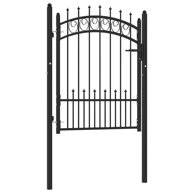 vidaXL Zauntor mit Spitzen Stahl 100x125 cm Schwarz 146389