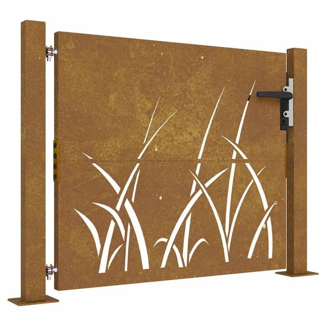 vidaXL Gartentor 105x105 cm Cortenstahl Gras-Design 153227