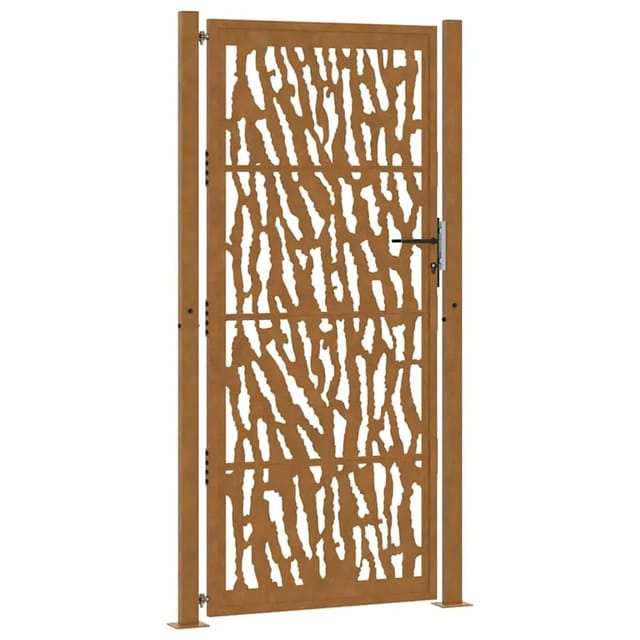 vidaXL Gartentor 105 x 205 cm Verwitterungsstahl Trace-Design 4100988