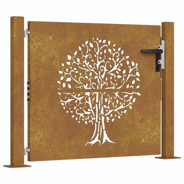 vidaXL Gartentor 105 x 80 cm Cortenstahl Baumdesign 153214