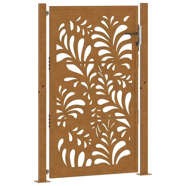 vidaXL Gartentor 105 x 155 cm Verwitterungsstahl Wellendesign 4100976