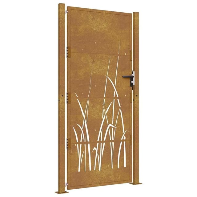 vidaXL Gartentor 105x180 cm Cortenstahl Gras-Design 153176