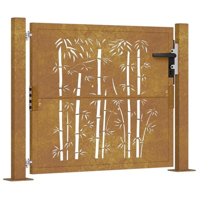 vidaXL Gartentor 105x80 cm Cortenstahl Bambus-Design 153184