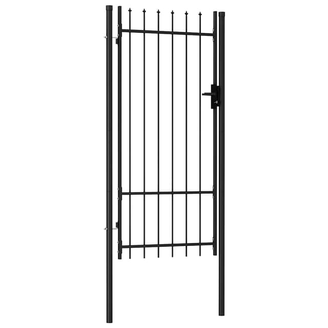 vidaXL Zauntor Einzelflügel mit Speerspitzen Stahl 1 x 2 m Schwarz 145746