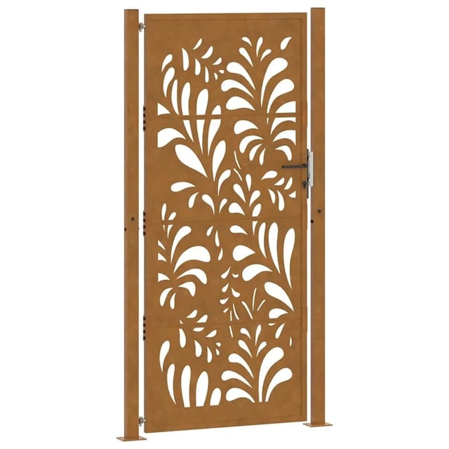 vidaXL Gartentor 105 x 205 cm Verwitterungsstahl Wellendesign 4100978
