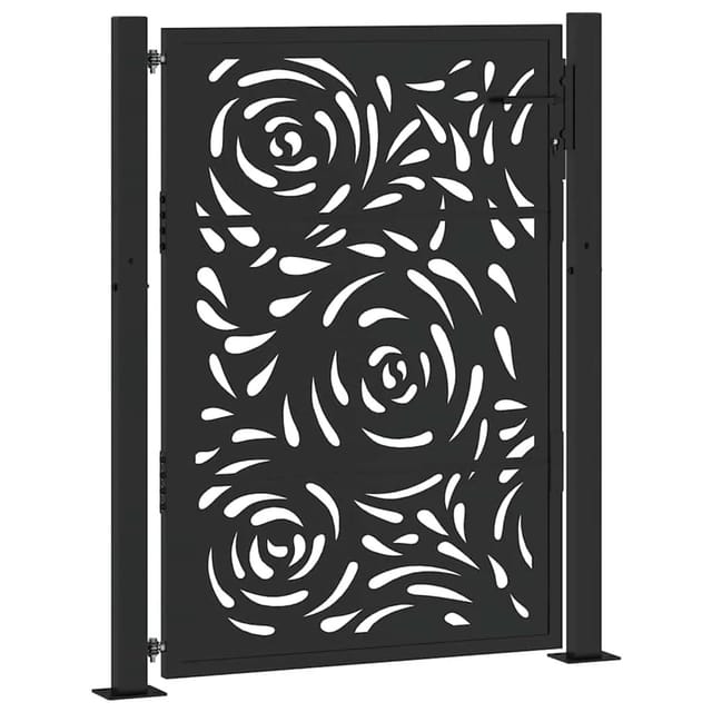vidaXL Gartentor Schwarz 105 x 130 cm Stahl Flammendesign 4100990