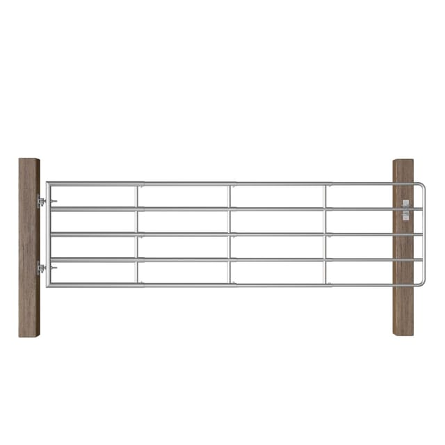 vidaXL 5-Rohre-Weidetor Stahl 115-300 x90 cm Silbern 145986