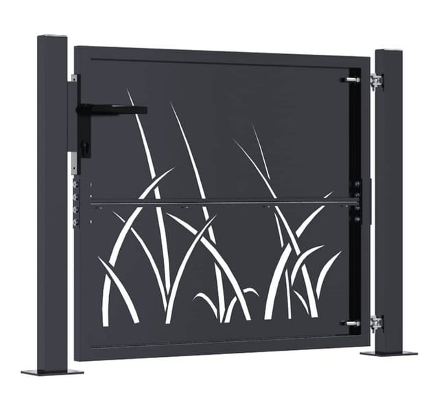 vidaXL Gartentor Anthrazit 105x105 cm Stahl Gras-Design 153167