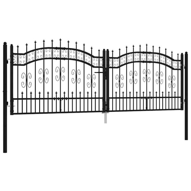 vidaXL Zauntor mit Speerspitze Schwarz 305 x 100 cm Pulverbeschichteter Stahl 151095