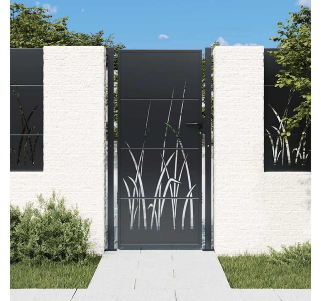 vidaXL Gartentor Anthrazit 105x180 cm Stahl Gras-Design 153170