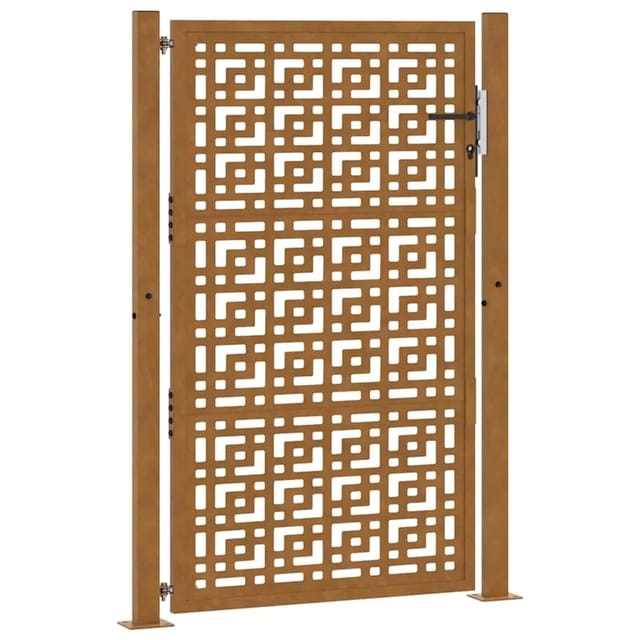 vidaXL Gartentor 105 x 155 cm Verwitterungsstahl Kreuzdesign 4101006