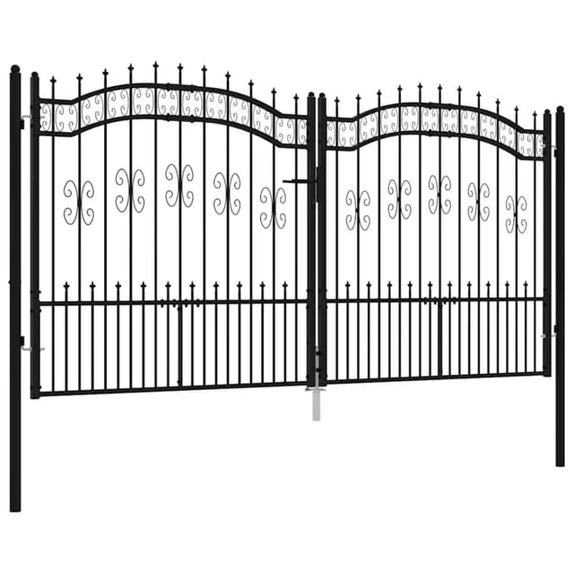 vidaXL Zauntor mit Speerspitze Schwarz 305 x 150 cm Pulverbeschichteter Stahl 151097