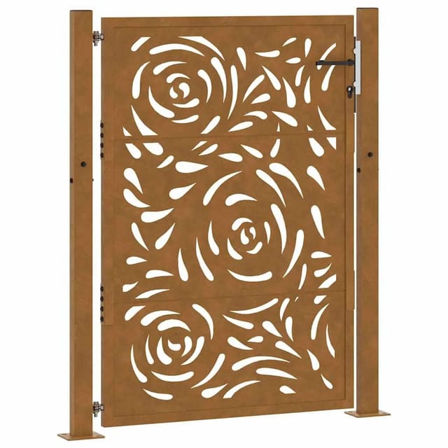 vidaXL Gartentor 105 x 130 cm Verwitterungsstahl Flammendesign 4100995