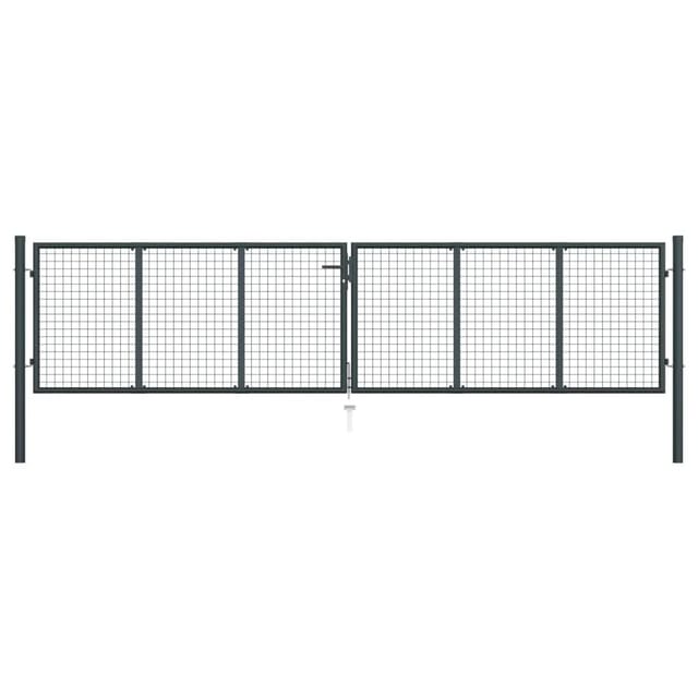 vidaXL Gitter-Gartentor Verzinkter Stahl 400 x 75 cm Grau 145776