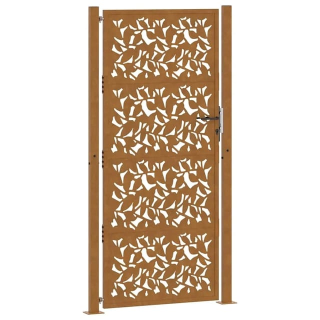 vidaXL Gartentor 105 x 205 cm Wetterfester Stahl Blattdesign 4100968