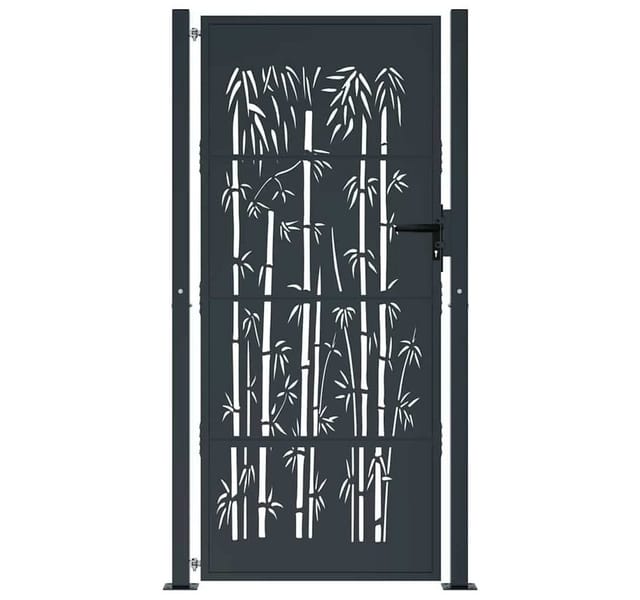 vidaXL Gartentor Anthrazit 105x180 cm Stahl Bambus-Design 153182