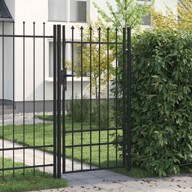 vidaXL Zauntor Einzelflügel mit Speerspitzen Stahl 1 x 1,75 m Schwarz 145745