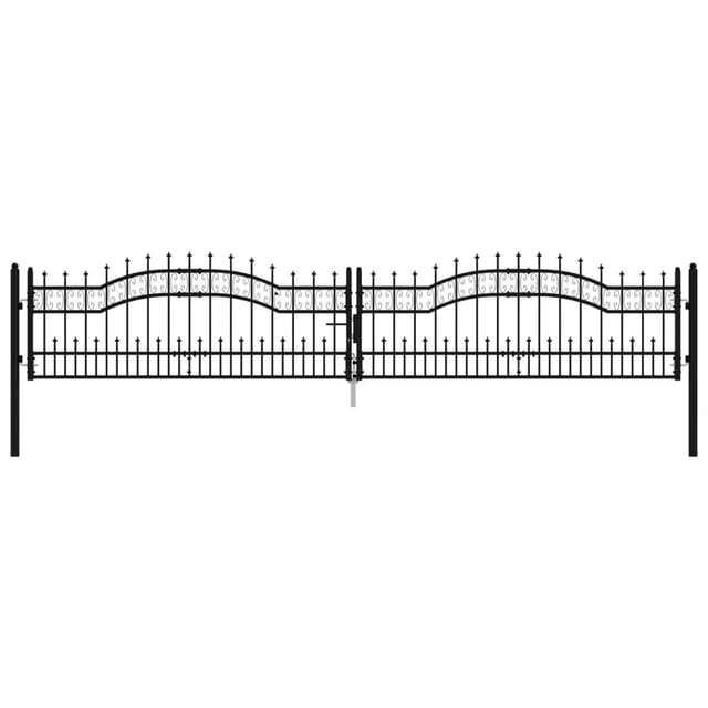 vidaXL Zauntor mit Speerspitze Schwarz 406 x 75 cm Pulverbeschichteter Stahl 151099