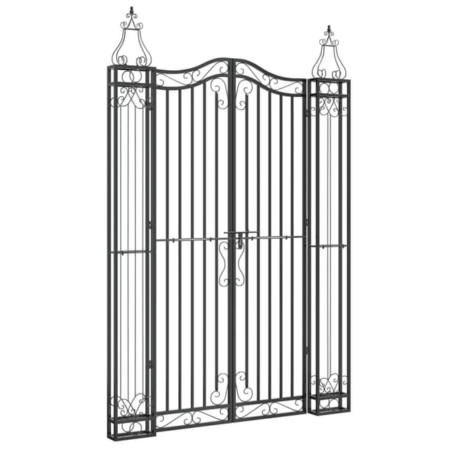 vidaXL Gartentor Schwarz 121x8x180 cm Schmiedeeisen 363433