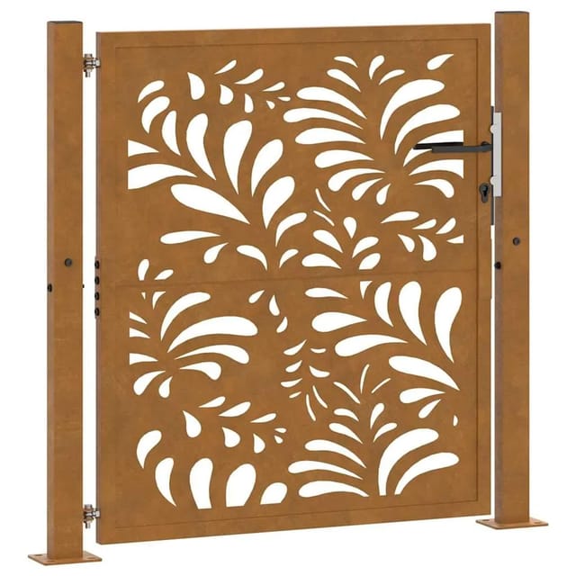 vidaXL Gartentor 105 x 105 cm Verwitterungsstahl Wellendesign 4100974