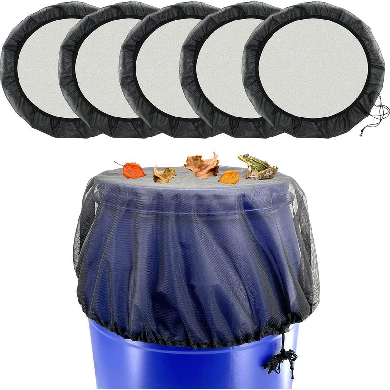 5er-set Schutznetze Für Regentonnen – 60 Cm – Netzabdeckung Für Regentonnen Mit Kordelzug – Insekten- Und Schmutzabweisend – Strapazierfähiges Polyester, Schützt Vor Schmutz